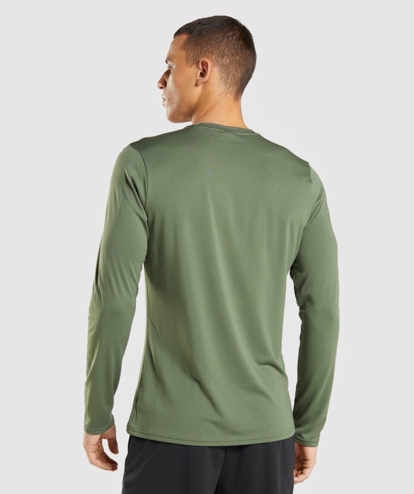 Men's Gymshark Arrival Long Sleeve T-Shirts Olive | CA 0N1687